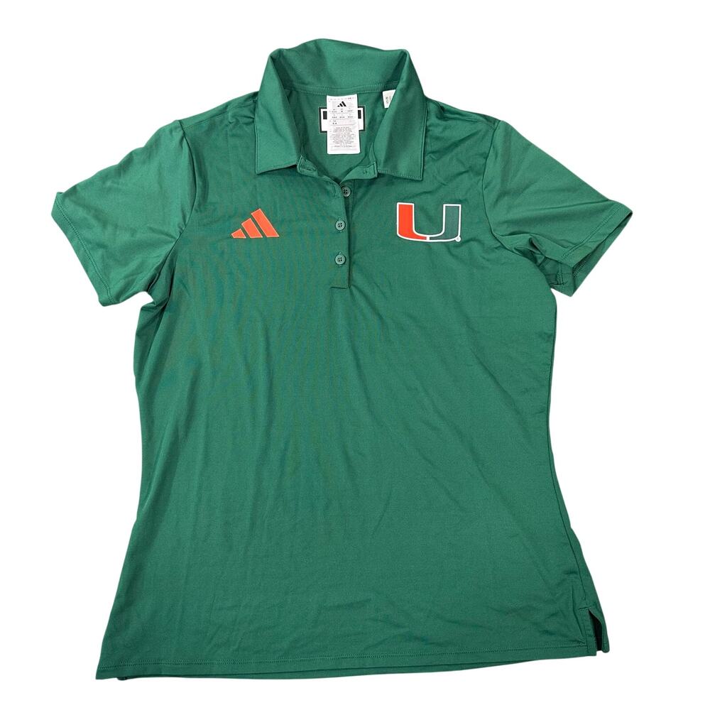 Adidas Women's Miami Hurricanes Green Polo Shirt Size M